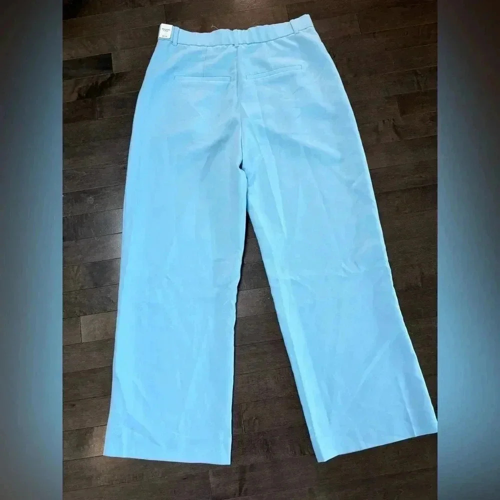Light Blue Wide-Leg Women's Pants
